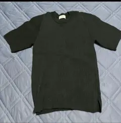 Mila Owen オーガニックコットン リブ編み 半袖トップス ブラック