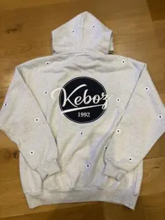 ケボズ　パーカー　グレー　花柄　刺繍　Lサイズ