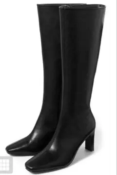 GRL スクエアトゥハイヒールレザーロングブーツ gd1457