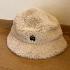 MARY QUANTフリースバケットハット クリーム色 花ロゴ