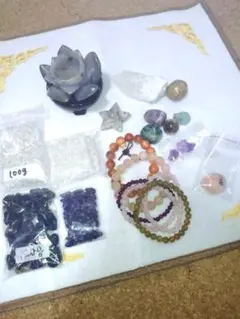 【天然石】おまとめセット ロータスジオード　ブレスレット　細石　原石　ルース