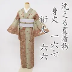 洗える夏着物 竪絽 更紗柄 パステルカラー 小紋 涼やか 上品 美品 レディース 洗える夏着物 竪絽 更紗柄 パステルカラー 小紋 涼やか 上品 美品