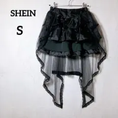 シーイン ゴスロリ フリル チュールスカート ブラック フレアスカート『S』
