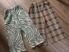 coca 110サイズ ゼブラ柄＆チェック柄ロングパンツ