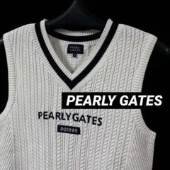 PEARLY GATES ニットベスト ゴルフウェア ロゴ ホワイト 2 日本製
