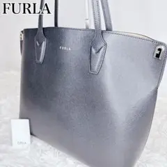 極美品 FURLA パラディーソ ネロ L トートバッグ A4 アーチ 現行ロゴ