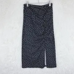 【コカ】レディース ロング タイトスカート ドット 水玉 M ブラック スリットのサムネイル