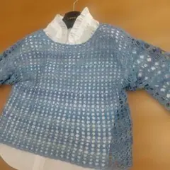 レース編み長袖トップス ハンドメイド