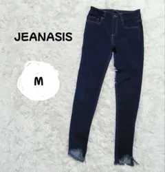 ダメージ加工　JEANASIS 　スキニーデニム　 M　ダークブルー
