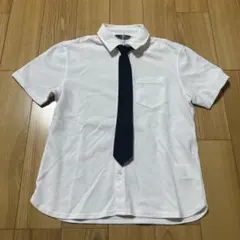 新品☆コムサイズム　黒ネクタイ付き　白半袖シャツ130㎝