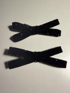 リボンのヘアピン(2本セット)ベロア生地