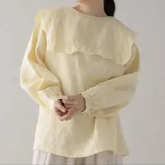 極美品✨定価1.1万❤️ 洗える ヴィンテージサテンフリルギャザー 