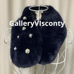 GALLERY VISCONTI ギャラリービスコンティ★ネイビーファーマフラー