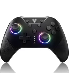 Switch コントローラー ワイヤレス 9色LEDライト＆3種類発光モード 黒