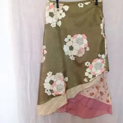 フレアースカート　花柄 レディース 膝丈 OZOC サイズ38