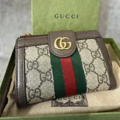 グッチ　二つ折財布　箱付き　オフィディア　GG柄　シェリーライン
