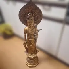 中国 観音菩薩立像 鉄製 顔面青銅　高さ32cm 明〜清朝期 アンティーク 中国 観音菩薩立像 鉄製 顔面青銅 高さ32cm 明〜清朝期 アンティーク