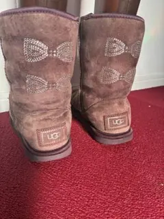 UGG ブラウン ムートンブーツ リボン装飾