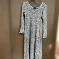 ONYX リブ編み長袖ロングワンピース グレー レディースM