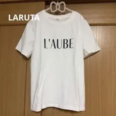 LARUTA L'AUBE ロゴ 半袖Tシャツ ストレッチホワイトのサムネイル