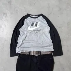 NIKE ナイキ 00's ラグランT 灰色×黒フェード L