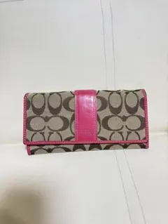 コーチ　長財布　財布　ウォレット　シグネチャー　ピンク
