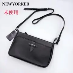 【新品未使用】NEWYORKER レザー ショルダーバック ブラックのサムネイル