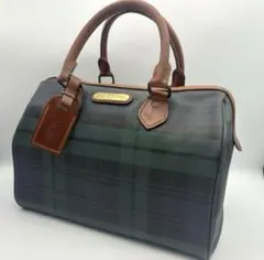 美品✨　ポロラルフローレン　ブラックウォッチ　ボストンバッグ　レザーチャーム付き