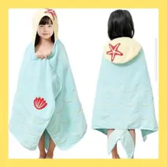 バスタオル フード付き ベビー キッズ 子供用 バスローブ 綿100％ マリン