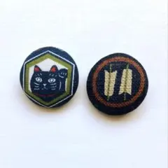 くるみボタン　ブローチ　ヘアゴム　招き猫　和柄　ハンドメイド　No.785