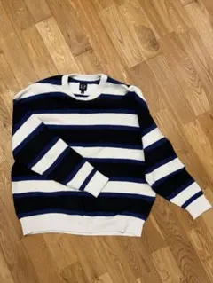 GAP L ネイビー/ホワイト ストライプセーター