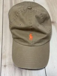 ポロラルフローレン キャップ ブラウンxオレンジロゴ