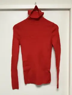 UNIQLO リブタートルネックセーター　赤　S