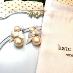 【美品】ケイトスペード♠︎ リボンパール　ピアス　ピンク