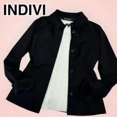 【美品】INDIVI インディビ ブラック ジャケット ニット