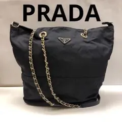 KXS07-18 プラダ 三角ロゴプレート ダブルチェーンショルダーバッグ