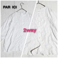 【2WAY】PAR ICIレース&ピンタックコットンブラウスFオフホワイトのサムネイル