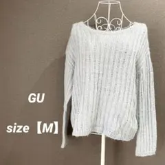 おすすめ✨ GU 【M】ライトブルー オフショルダー セーター ジーユー