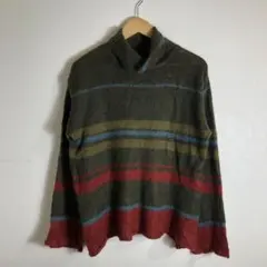 90's Vintage ボーダー タートルネック ニット セーター