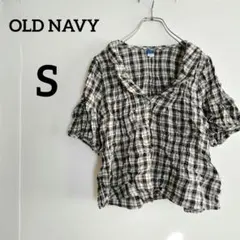 一点物 OLD NAVY チェック柄 半袖 シャツ ブラウス トップス【S】