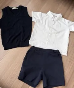 マムエモア　男の子3点セット　ベスト　カノコワイシャツ　ポンチズボン