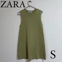 ZARA オリーブグリーン ノースリーブ ワンピース S