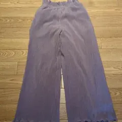 GU リブ編み ワイドパンツ 140 パープル