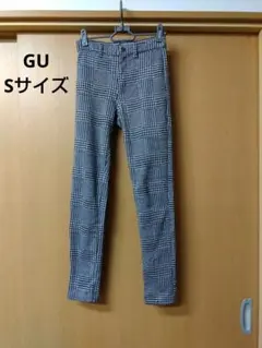 GU グレンチェック柄 スキニーパンツ レディース Sサイズ ストレッチ 黒