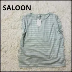【SALOON】新品タグ付き‼️ボーダー ノースリーブTシャツ ミント×ホワイトのサムネイル