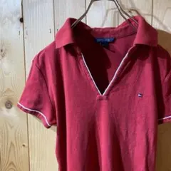 ss3547 TOMMY HILFIGER ポロシャツ ワンピース 赤 S/P