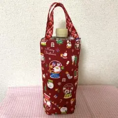ペットボトルカバーハンドメイド　クリスマス柄 ステンレスボトルカバースノードーム
