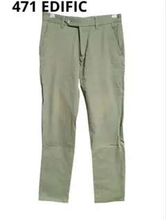 417EDIFICオリーブグリーンスリムフィットパンツ★伸縮コットン履きやすい