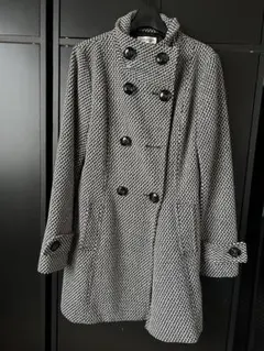 白黒ツイード ダブルブレストコート