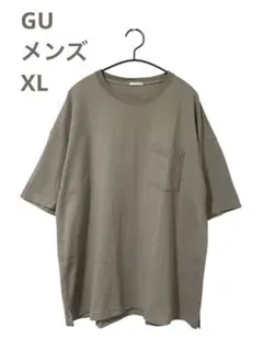 GU 胸ポケットTシャツ メンズXL 厚手ベージュ